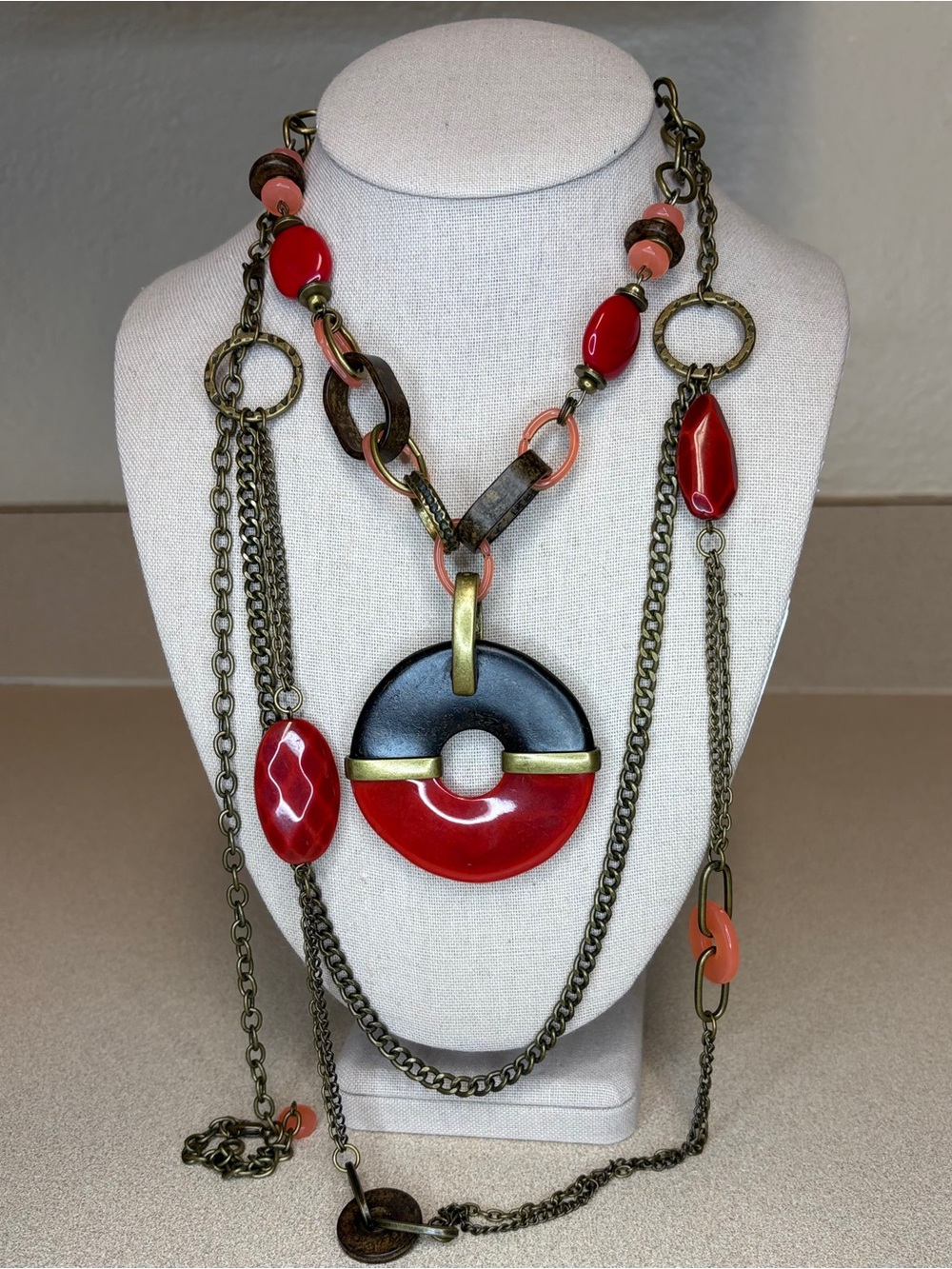 Premier Designs Long Mixed Media Statement Necklace